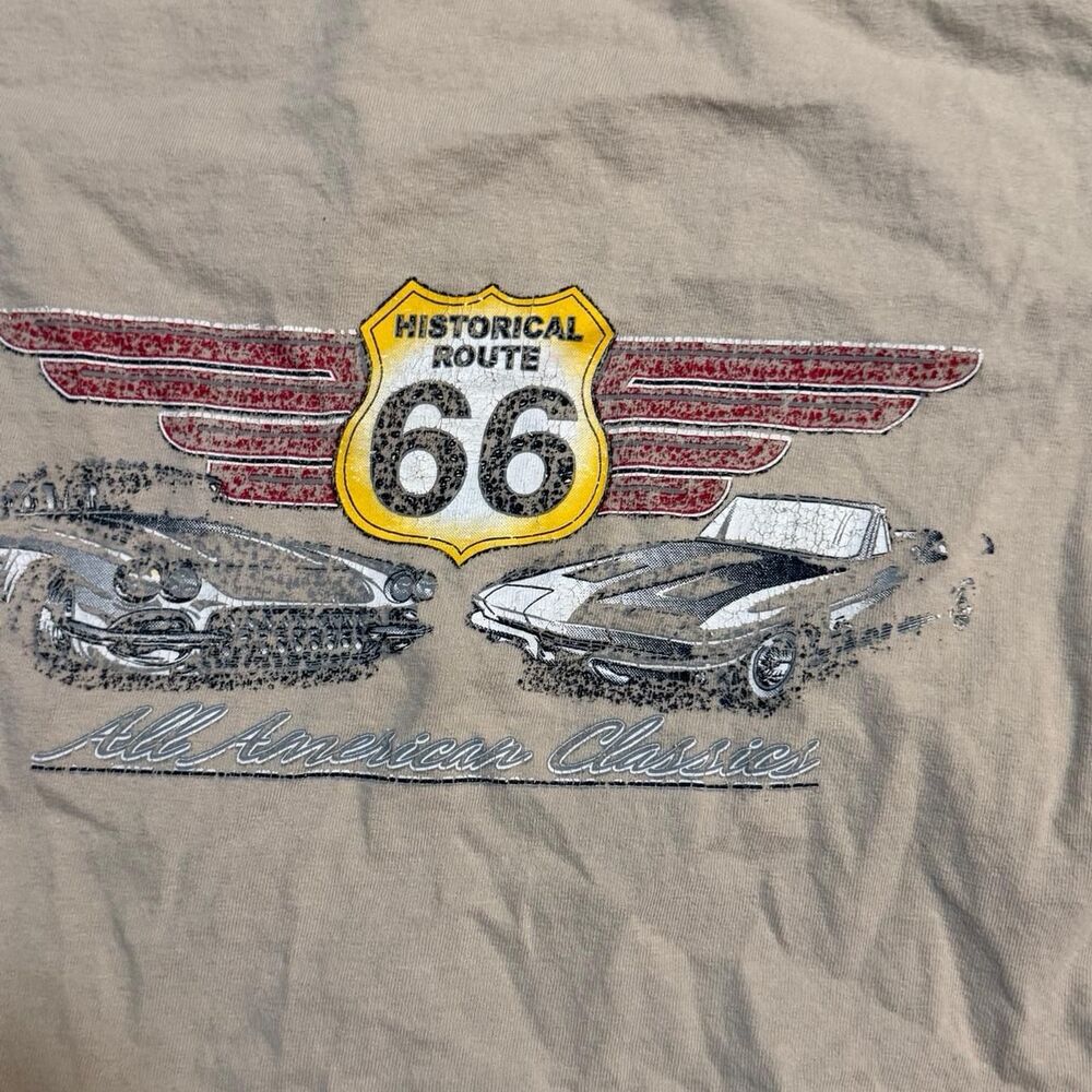 Aaa Men's Tan and Cream T-shirt